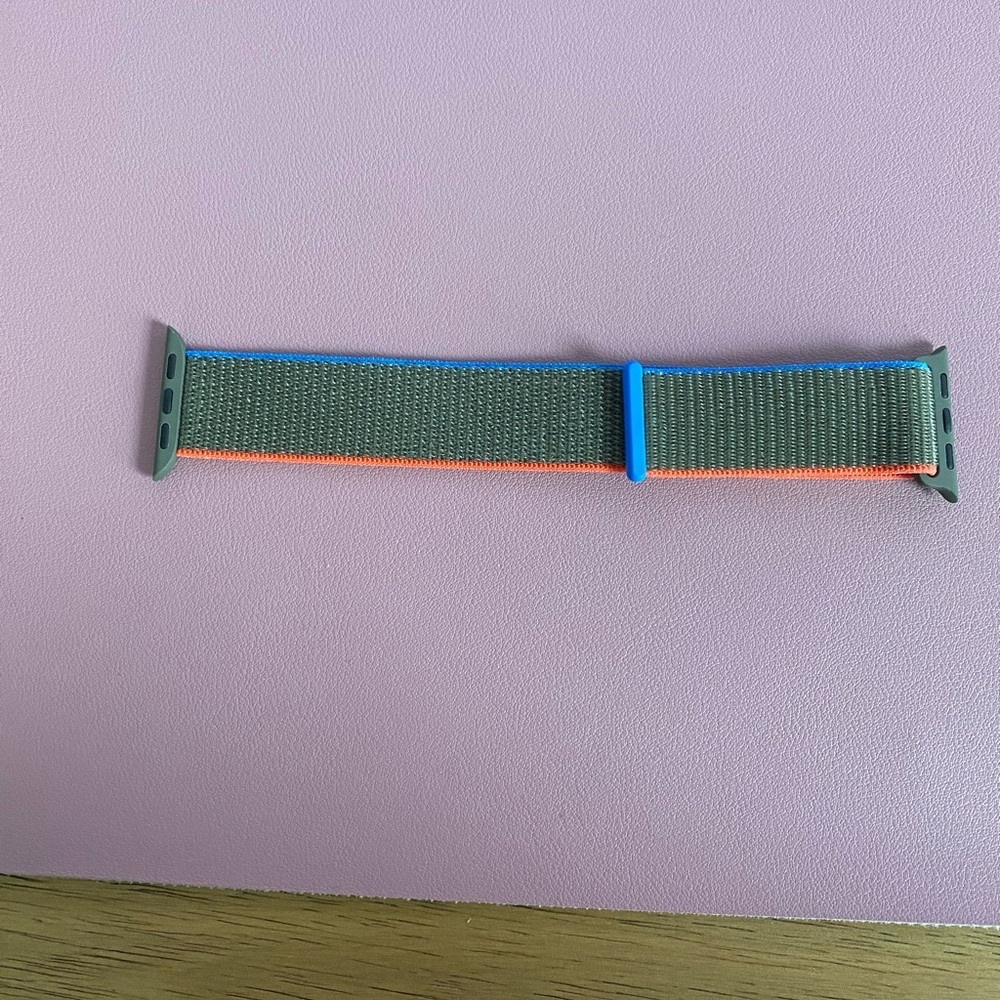 Stylish Apple Watch Band with Orange and Blue Accents